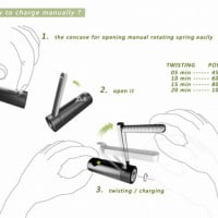 La pile rechargeable ecolo avec une manivelle dynamo