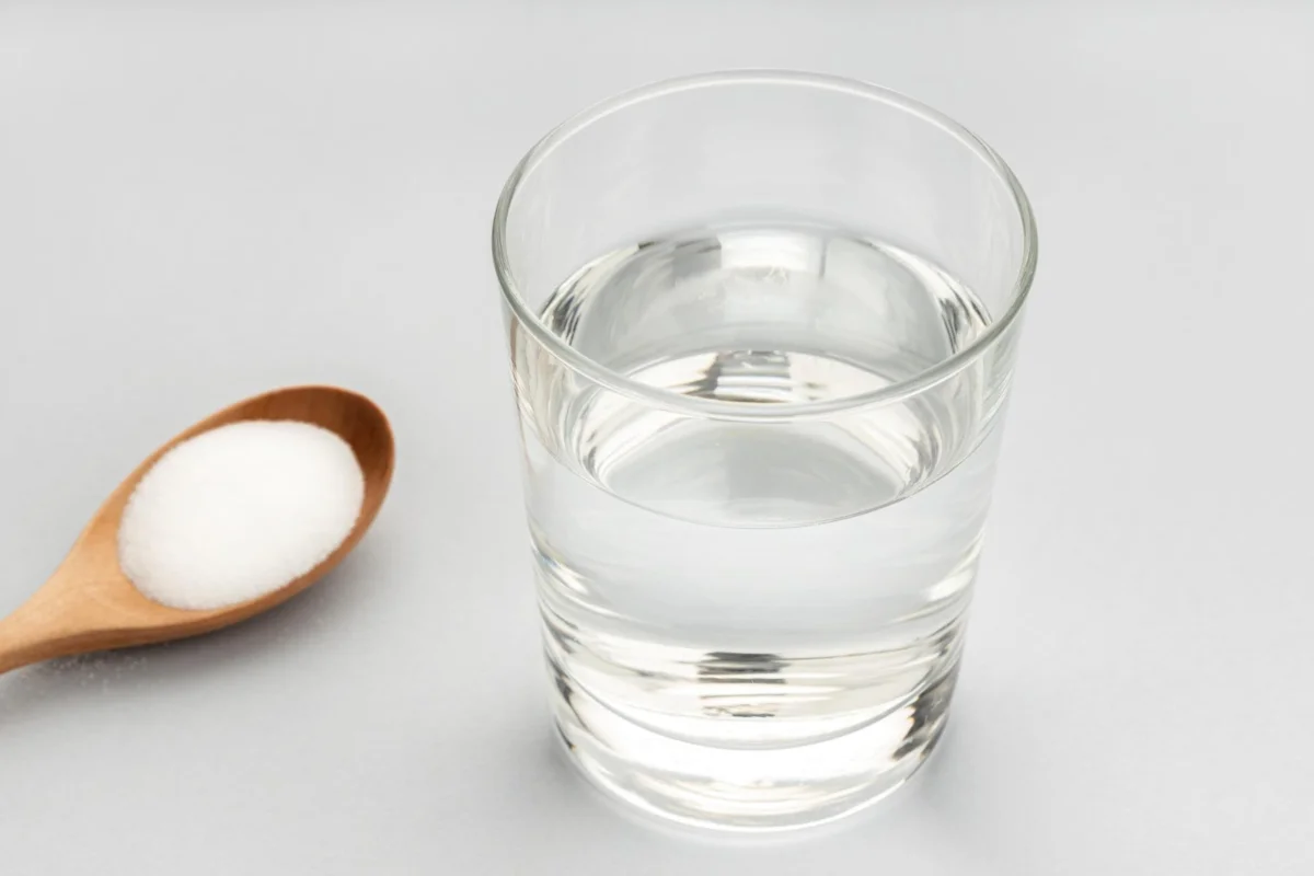 cuillère de bicarbonate de soude et un verre d'eau