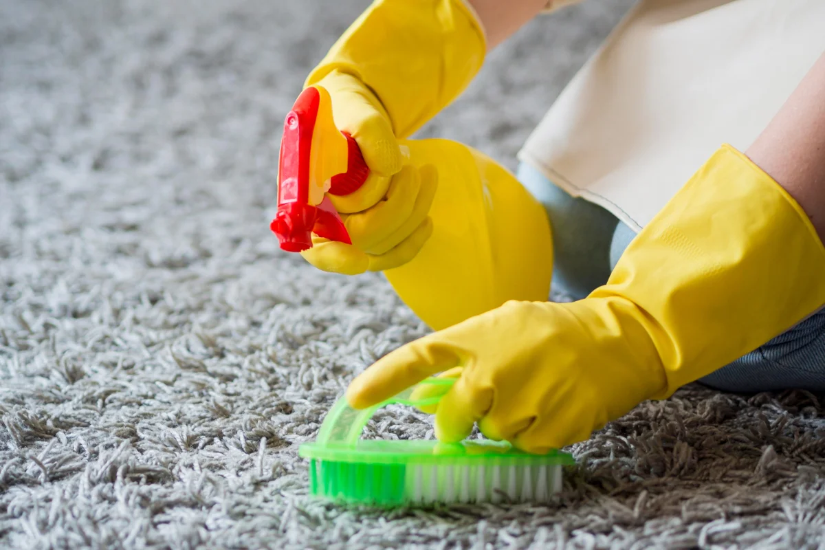 nettoyage d'un tapis avec un produit naturel
