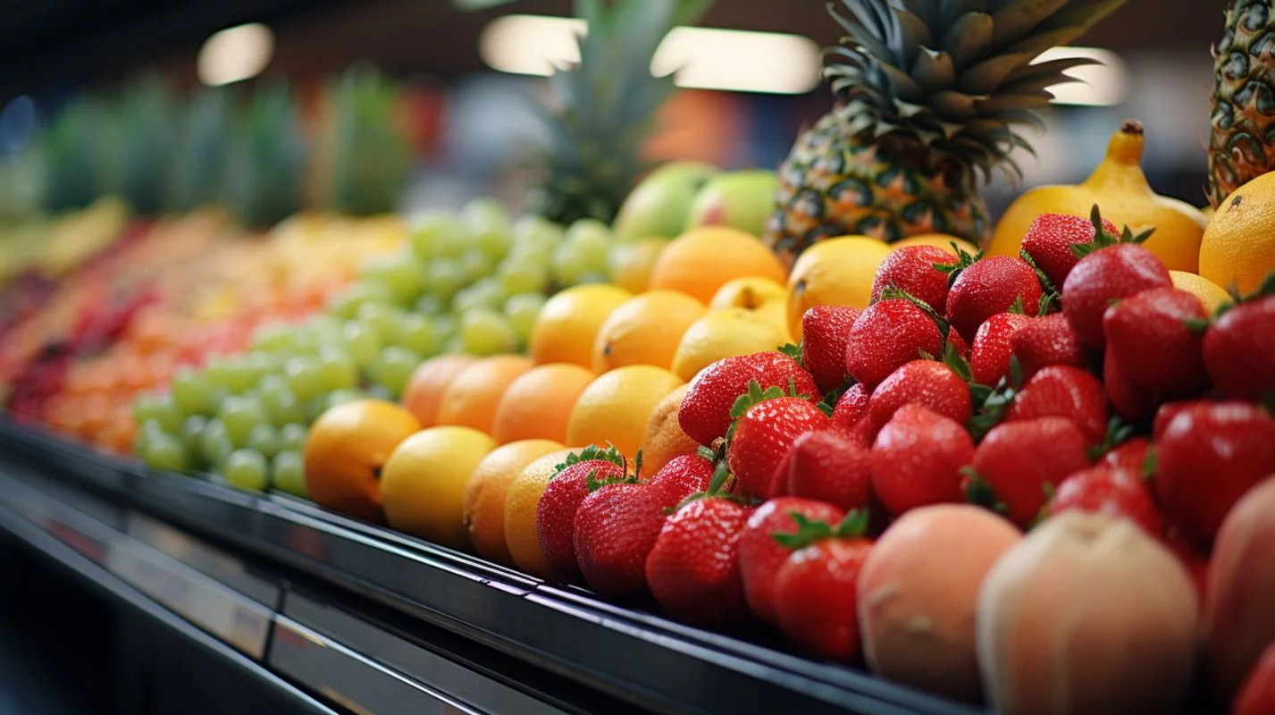 rayon de fruits et légumes dans un supermarché