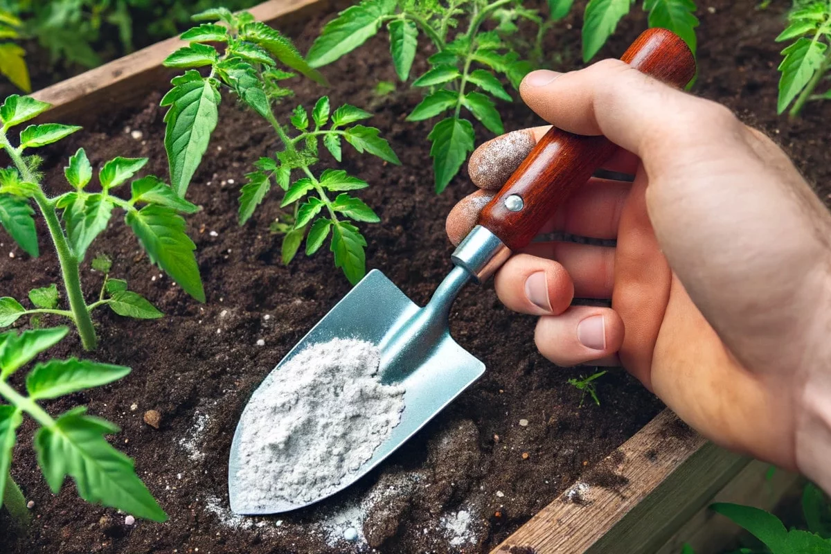 traitement contre le mildiou d'un plant de tomates avec du bicarbonate