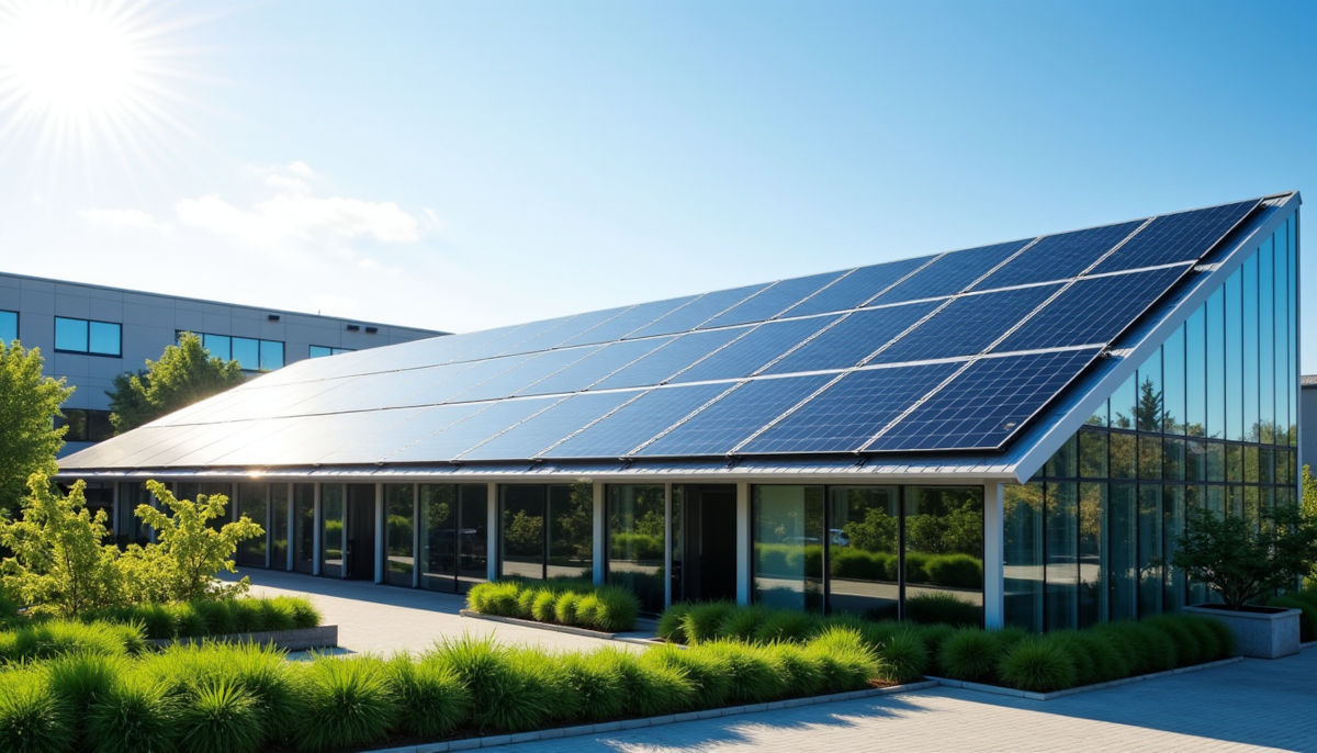 panneaux solaires sur le toit d'une entreprise